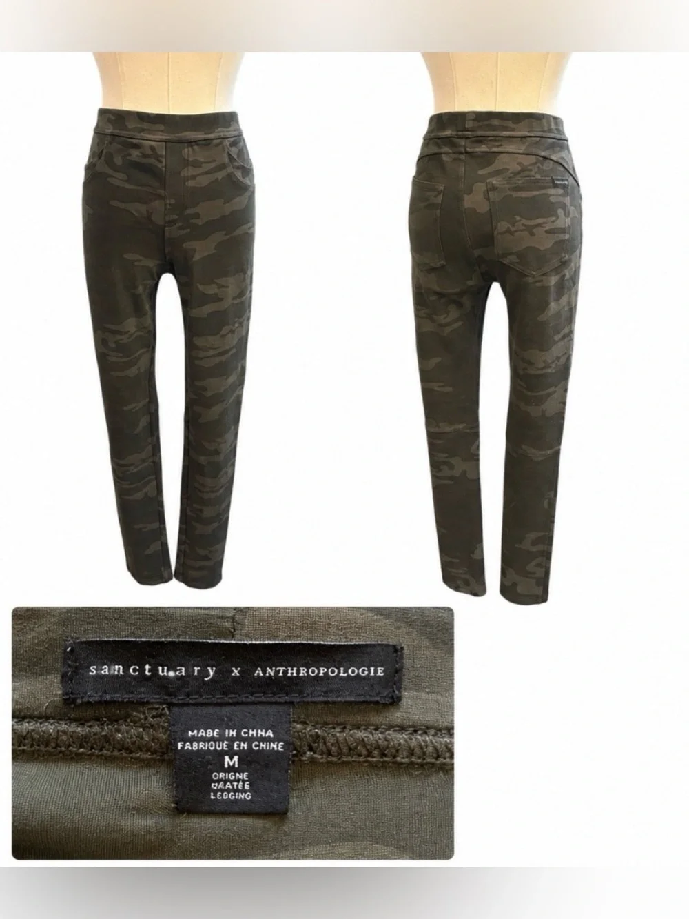 Anthropologie Sanctuary Olive Green Camo Slim Pull-on Legging Pants Medium - Picture 3 of 3